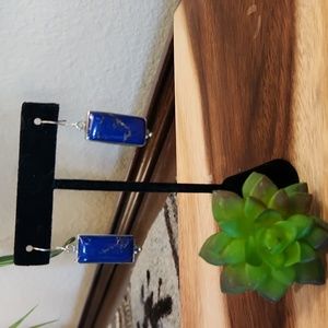 Boutique Silver with Lapis Stone Earrings - Vintage
